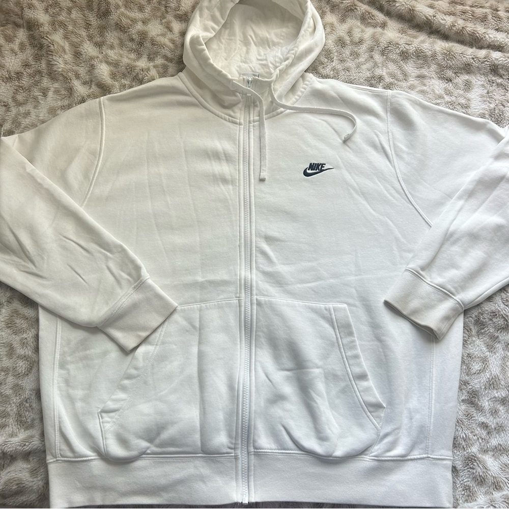 Nike White Full Zip-Up Hoodie